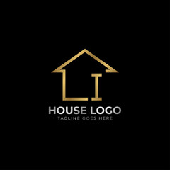 minimalist letter I luxurious house logo vector design for real estate, home rent, property agent