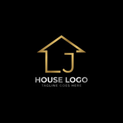minimalist letter J luxurious house logo vector design for real estate, home rent, property agent