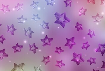 Light Purple, Pink vector pattern with christmas stars.