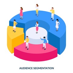Audience segmentation concept. Dividing your target audience. Isometric illustration on white background.