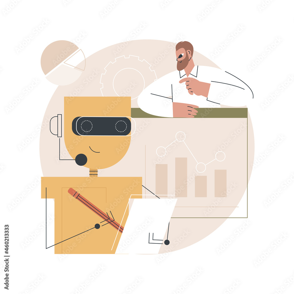 Poster robotic process automation abstract concept vector illustration. business process automation, robot 