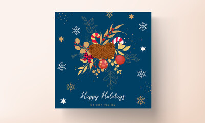 Obraz na płótnie Canvas luxurious gold and red merry Christmas card design