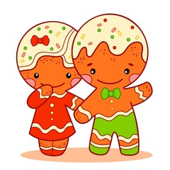 Christmas cartoons clip art. Christmas Gingerbread man clipart vector illustration