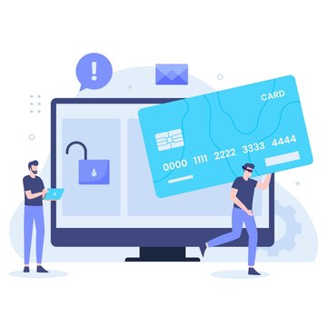 Flat Design Of Credit Card Fraud Concept. Illustration For Websites, Landing Pages, Mobile Applications, Posters And Banners