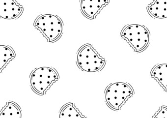 hand drawn sweet and cute chocolate cake pattern, on white background