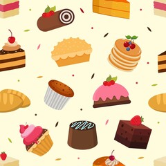 Cakes seamless pattern vector graphic