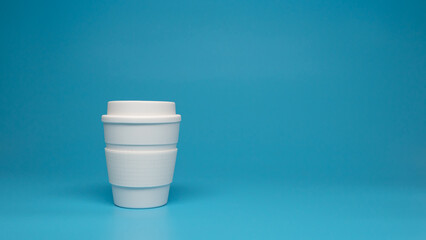 ZERO WASTE: White reusable mug on a blue background - 460215185