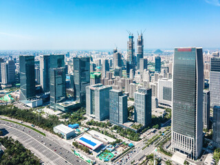 Naklejka premium Aerial photography of modern urban architectural landscape of Jinan, China