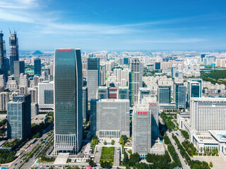 Fototapeta premium Aerial photography of modern urban architectural landscape of Jinan, China