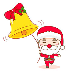 Cute santa claus with big golden bell