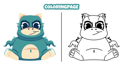 cute green dinosaur with coloring pages