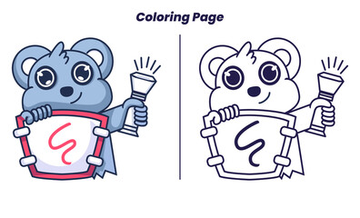 cute koala knight with coloring pages suitable for kids