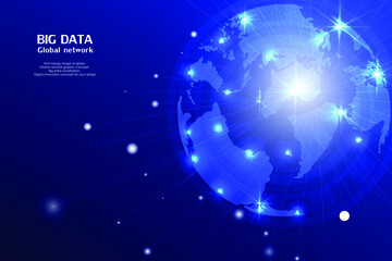 Technology image of globe. Global network graphic concept. Big data visualization. Digital innovation concept for your design