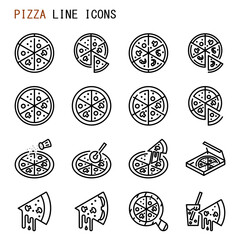 Pizza line icons