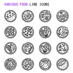 Various food line icons