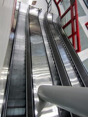 Escalator in an airport with no people