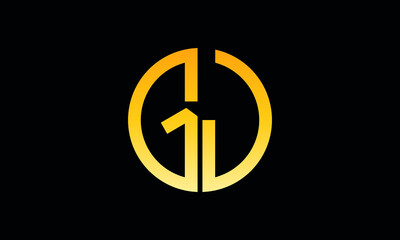 Alphabet gj OR jg monogram abstract emblem vector logo template