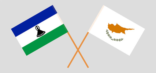 Crossed flags of the Kingdom of Lesotho and Cyprus. Official colors. Correct proportion