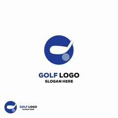 Golf logo design concept modern, stick and golf ball in circle logo design icon template