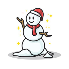 snowman in cute line art illustration style