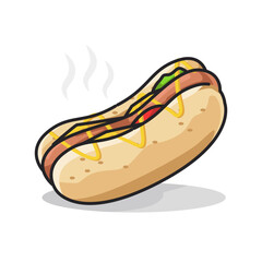hot dog in cute line art illustration style
