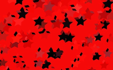 Dark Red vector backdrop with small and big stars.