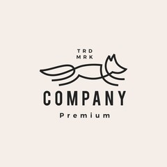 jumping fox line outline monoline art hipster vintage logo vector icon illustration