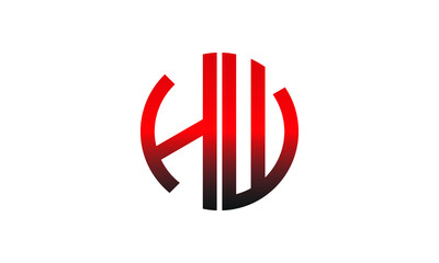 Alphabet hw OR wh monogram abstract emblem vector logo template