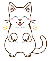 喜ぶ猫（白）