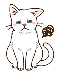 不満な猫（白）
