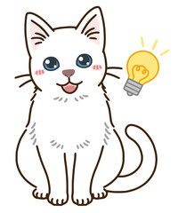 思い付く猫（白）