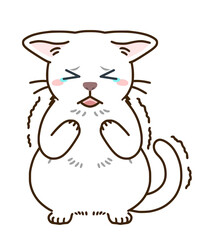 怯える猫（白）