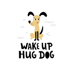 vector illustration of cute dog and lettering text