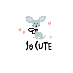 Obraz na płótnie Canvas vector illustration of cute dog and lettering text