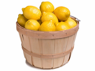 Lemons in a Wood Basket