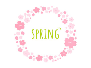 かわいい春の桜のリース／手描きイラスト素材