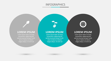 Set Coffee beans, Teaspoon and Donut. Business infographic template. Vector