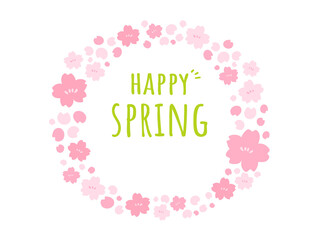 かわいい春の桜のリース／手描きイラスト素材