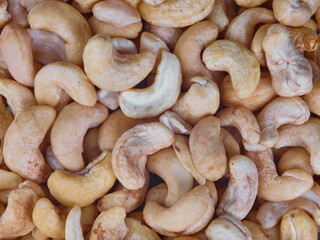 pile of cashew nuts background. Detail