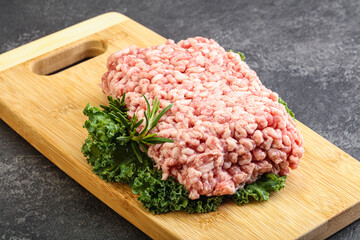 Raw pork minced meat for cooking