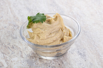 Traditional Jewish Hummus with olive oil