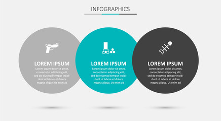 Set Cartridges, Pistol or gun and Dead fish. Business infographic template. Vector