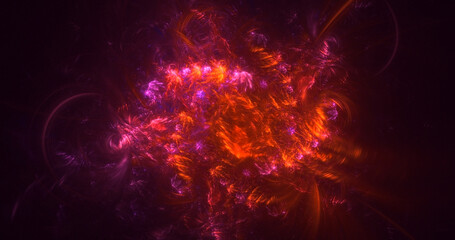 3D rendering abstract multicolor fractal light background