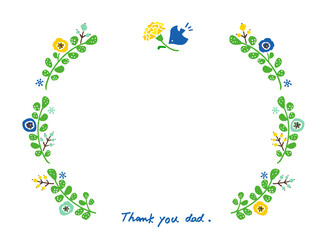 かわいい６月の父の日のリースとThankyouの文字／手描きイラスト素材