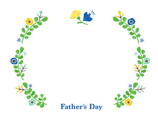 かわいい６月の父の日のリースとFather'sDayの文字／手描きイラスト素材