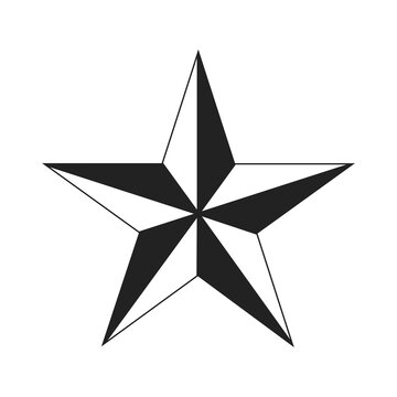 Five-pointed black star on white background. USSR design element. Communism, socialism sign. Vector illustration.