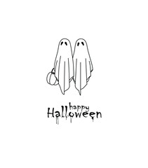 Vector illustration of cute Ghosts. Happy Halloween, Trick or treat
