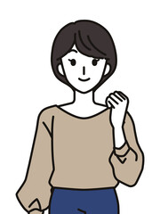 ガッツポーズの女性