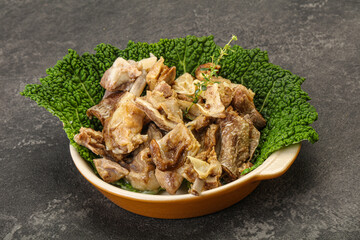 Baled lamb meat in the bowl