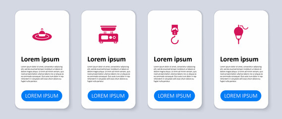 Set Fishing float, Spring scale, Electronic scales and water. Business infographic template. Vector